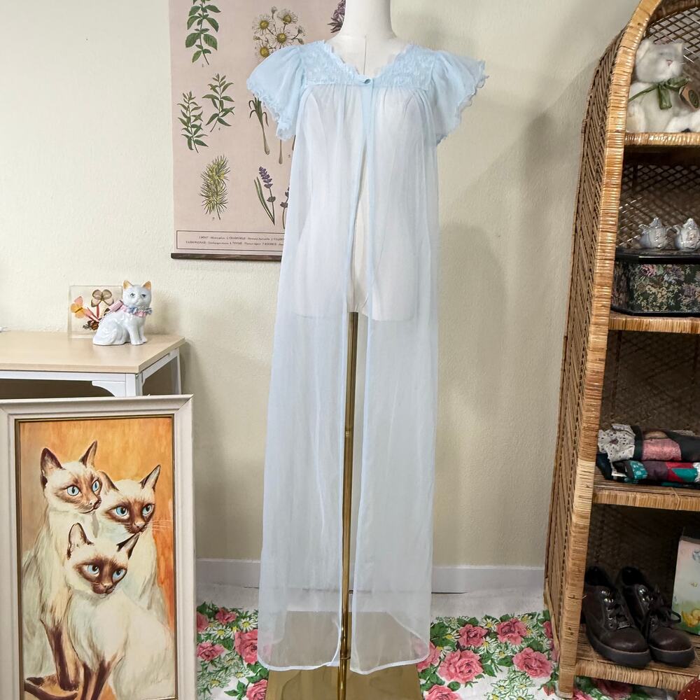 Vintage Sheer Nylon Lingerie Robe Femme Dainty Coquette Romantic Sexy Dolly S